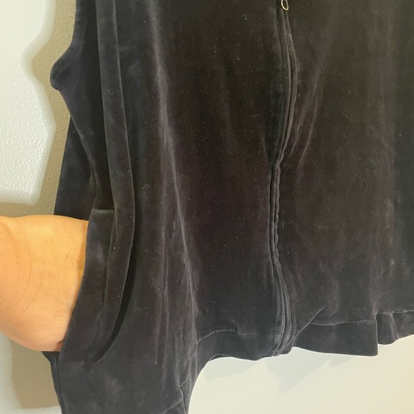 KAREN SCOTT Black Velvet Vest w/Zip Up & Pockets Size XL - Picture 4 of 5